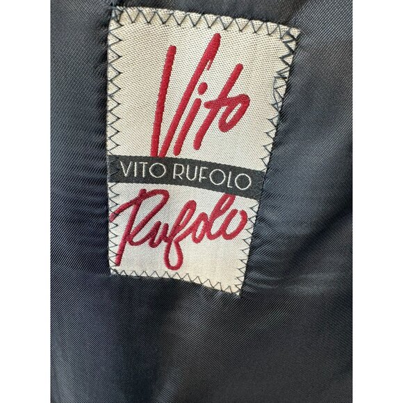 Vito Rufolo Mens Wool Suit Jacket 40R Navy Made In Italy Super 100s High Twist - Picture 4 of 16